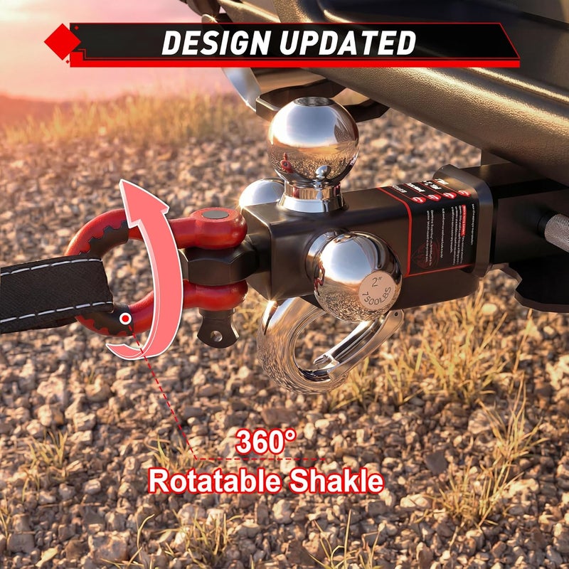 TYT Tri Ball Mount Trailer Hitch ，Fits 2 inch Receiver, Triple Balls (1-7/8", 2", 2-5/16") with Tow Hook & Shackle,10,000lbs GTW,1,000 lbs Tongue Weight, Includes Hitch Pin Lock - Image 5